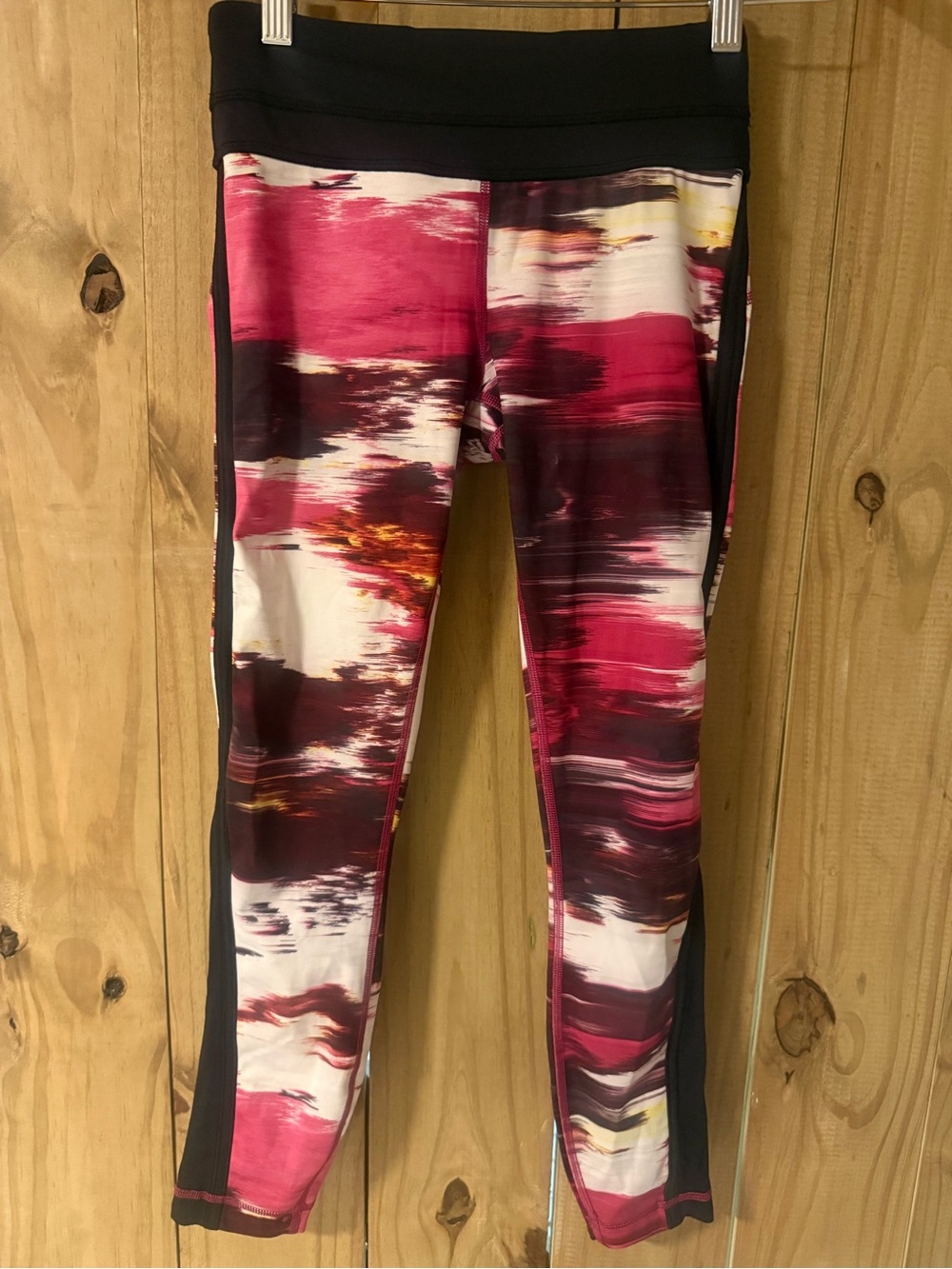 lululemon athletica Pink, Black and White Abstract Print Leggings